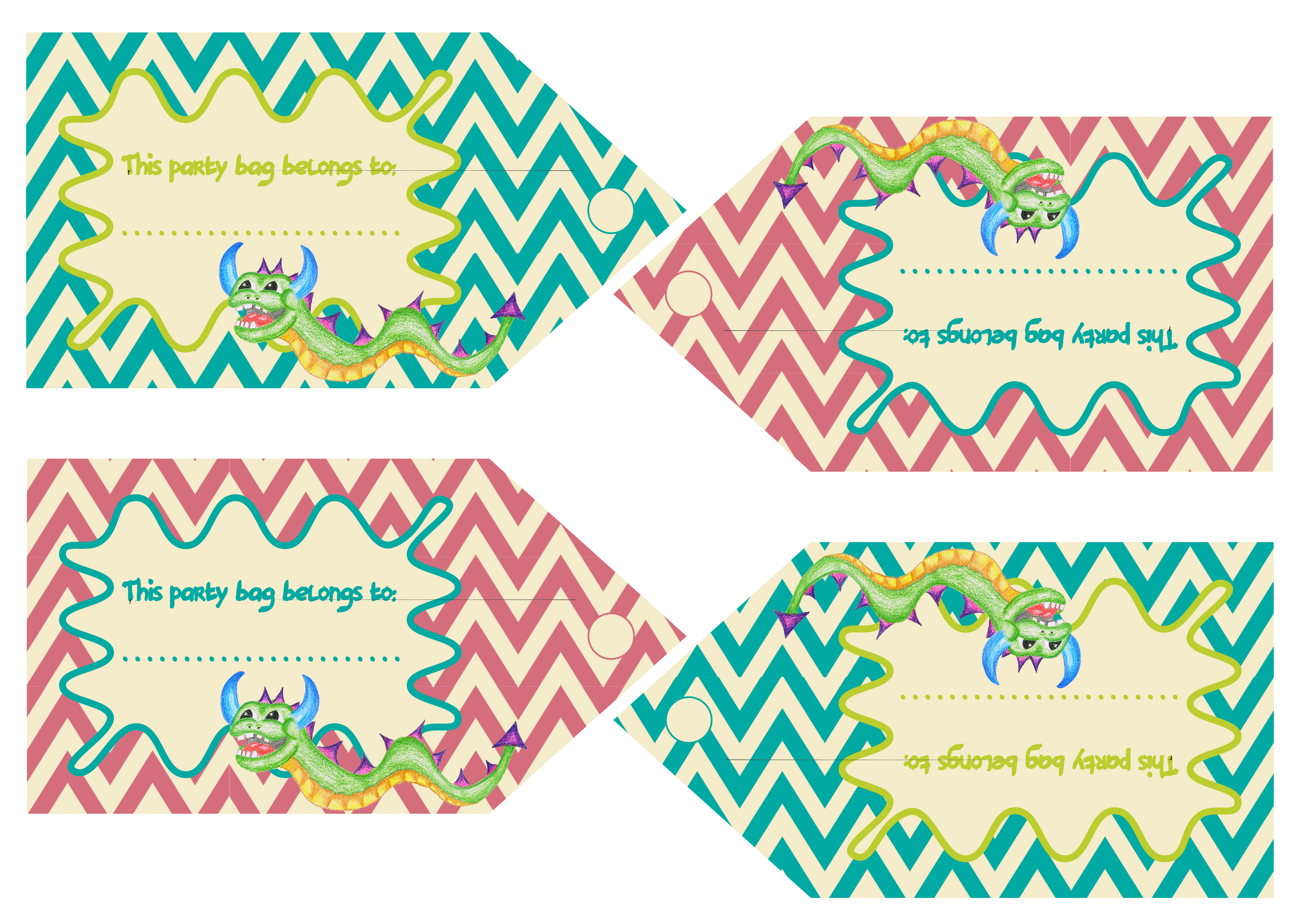 Monster party bag labels